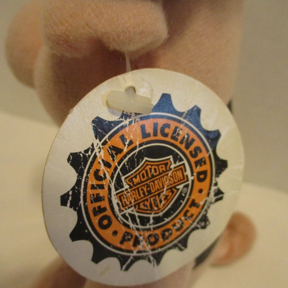 Harley Davidson NEW Vintage 1998 Black White Peach Graphic Motorcycle Plush Hog - Picture 5 of 9
